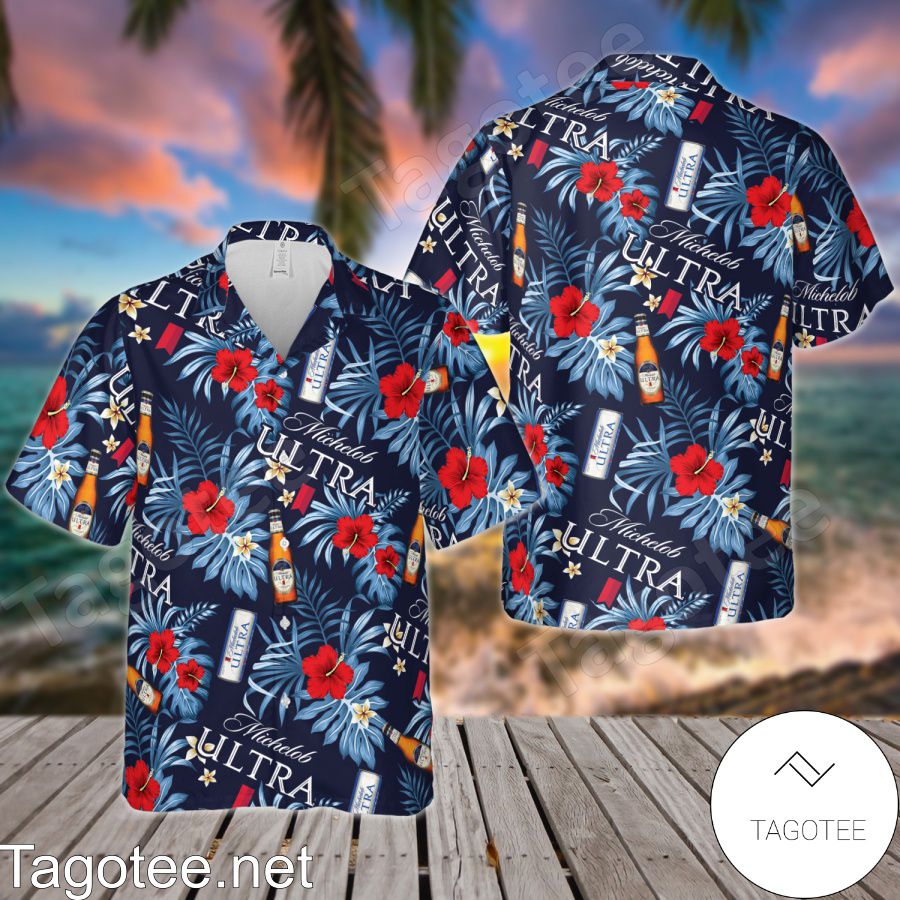 Michelob Ultra Flowery Navy Hawaiian Shirt And Short