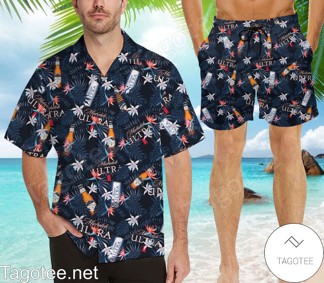 Michelob Ultra Navy Hawaiian Shirt And Short