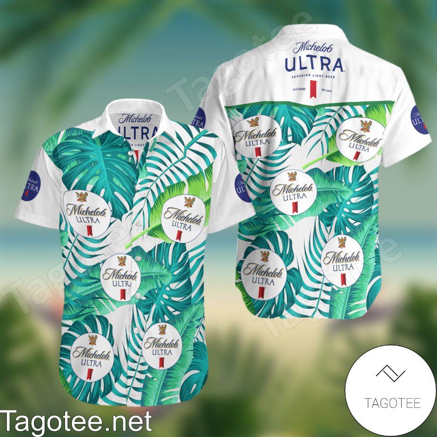Michelob Ultra Tropical Leafs Hawaiian Shirt And Short
