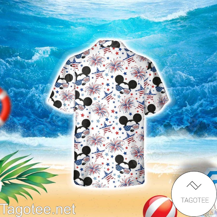 Mickey American Fireworks 4th Of July White Hawaiian Shirt And Short