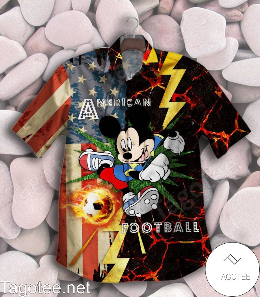 Mickey American Football American Flag Hawaiian Shirt