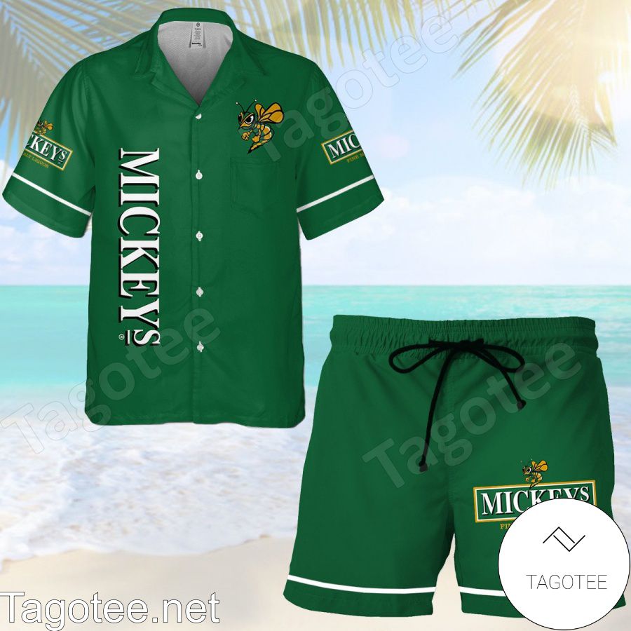 Mickey Beer Combo s Green Hawaiian Shirt And Short