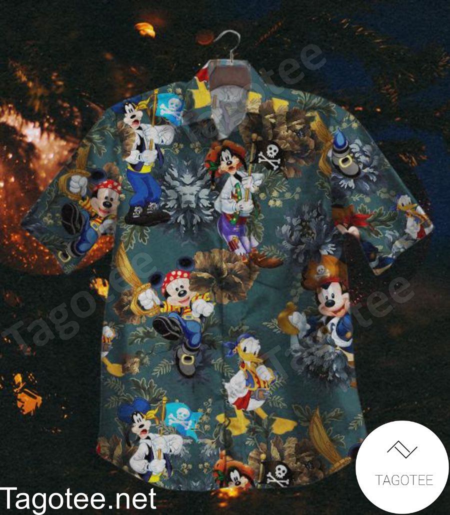 Mickey Donald And Goofy Dressed Up As Pirates Hawaiian Shirt