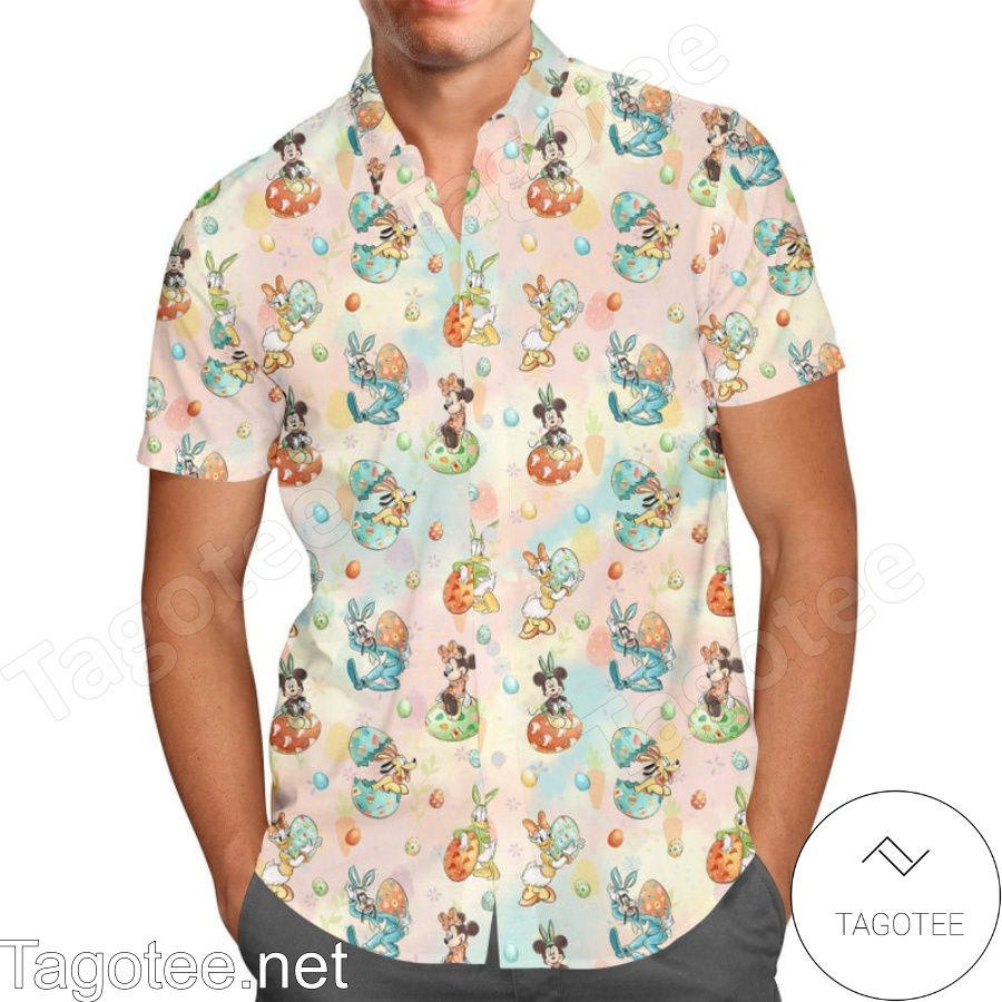 Mickey & Friends Easter Celebration Disney Cartoon Graphics Hawaiian Shirt And Short