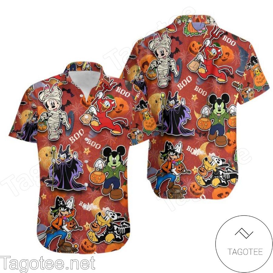 Mickey & Friends Halloween Villain Costume Disney Orange Hawaiian Shirt And Short