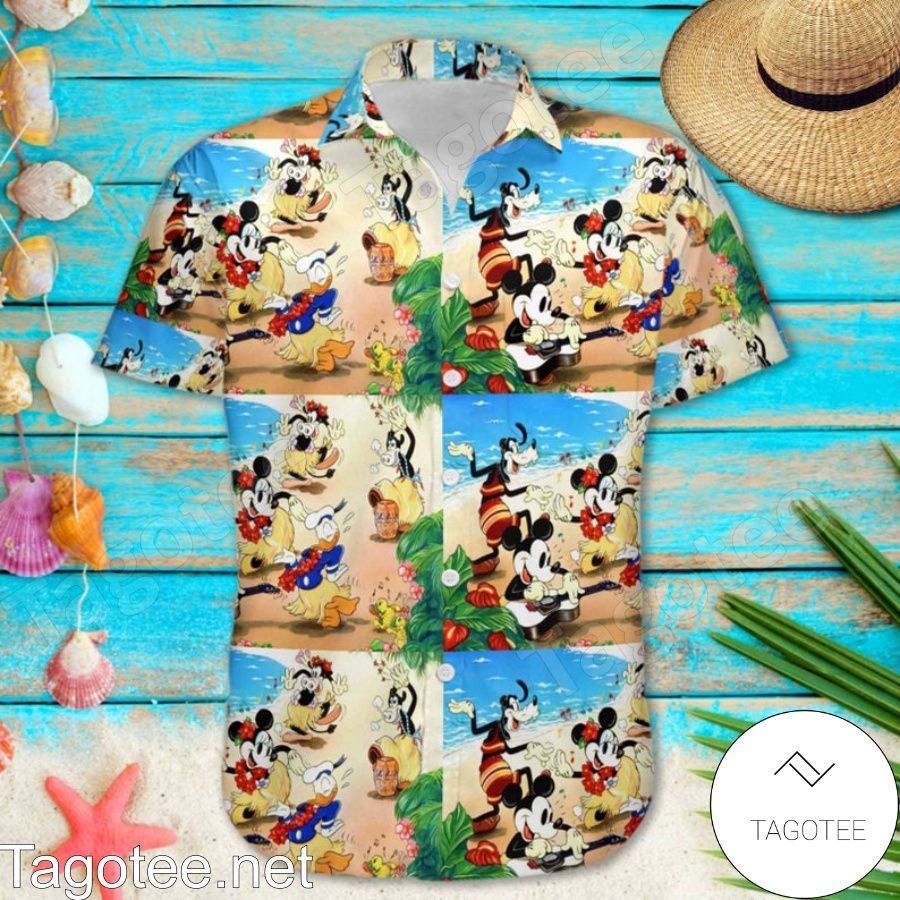 Mickey & Friends In Hawaii Disney Cartoon Graphics Hawaiian Shirt And Short