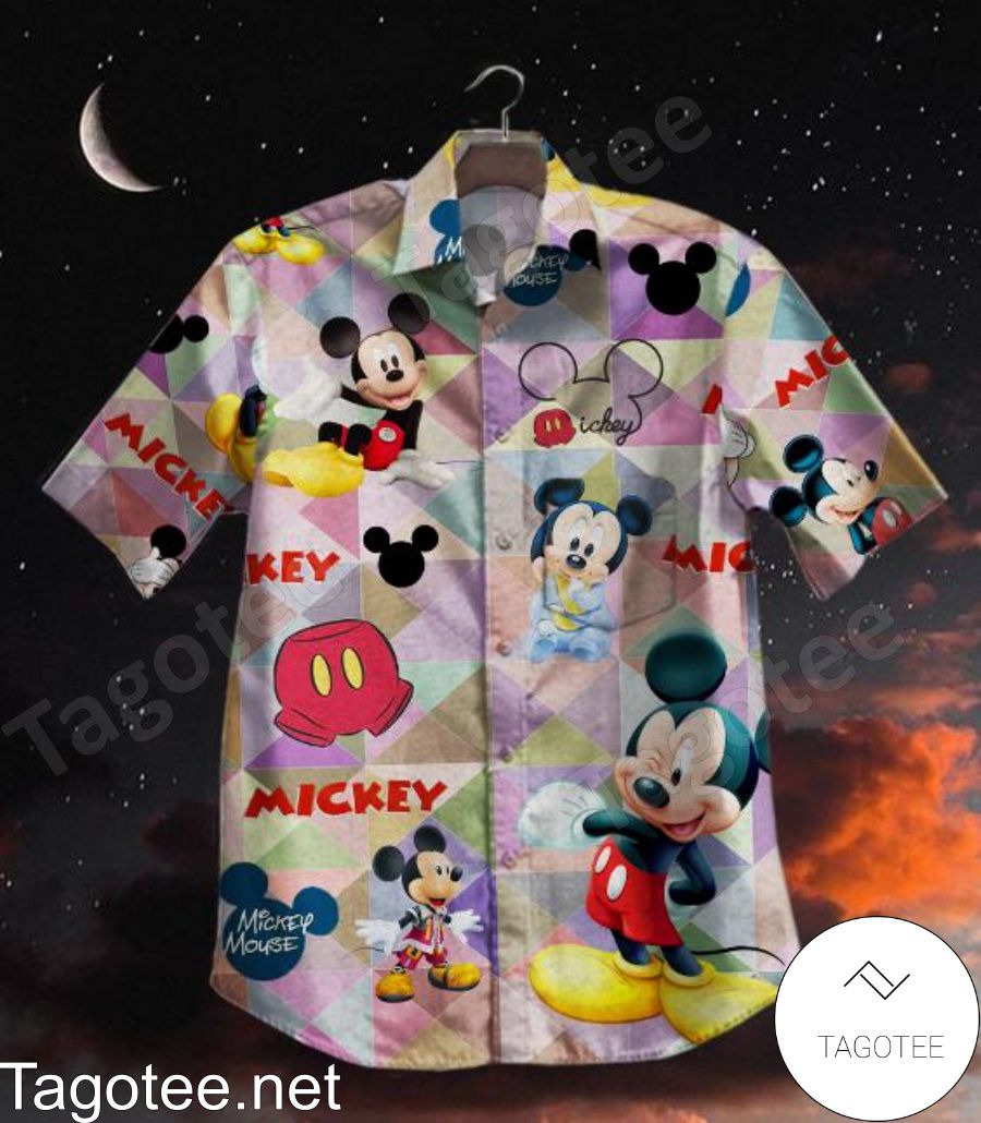 Mickey Mouse Color Triangle Background Hawaiian Shirt