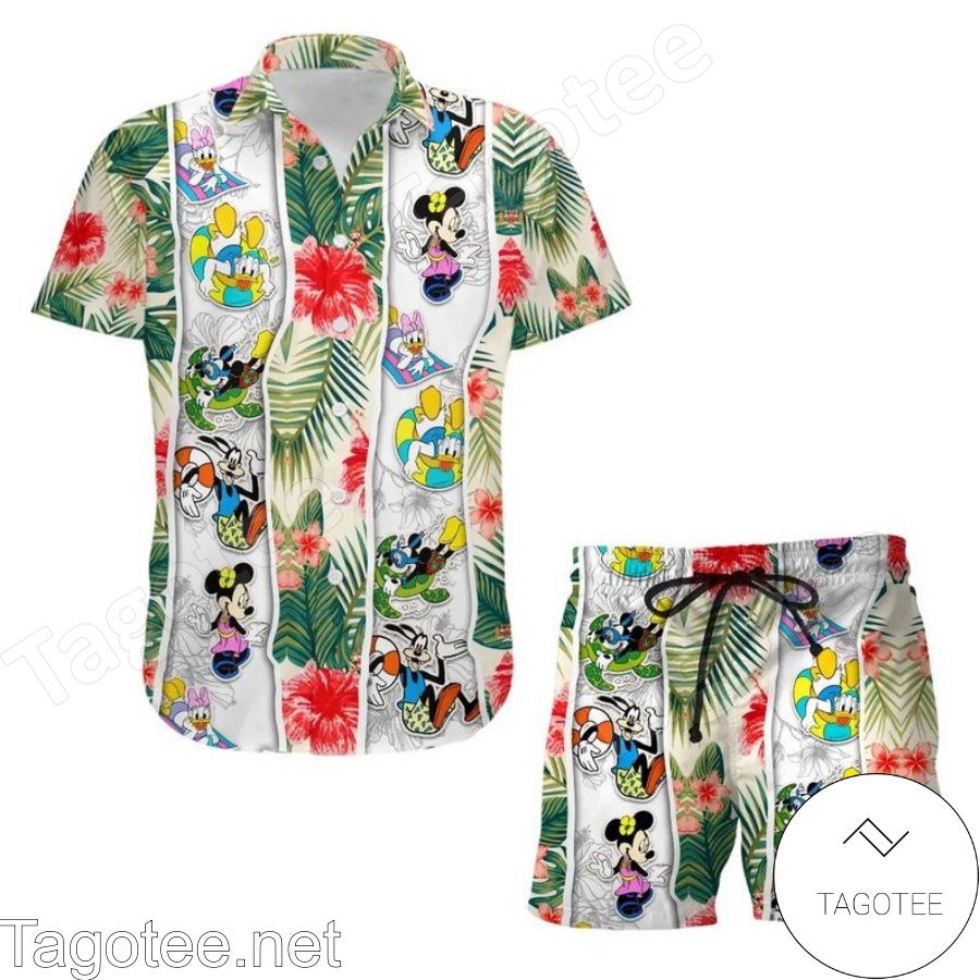 Mickey Mouse & Friends Disney Cartoon Graphics Combo Aloha Hawaiian Shirt And Short