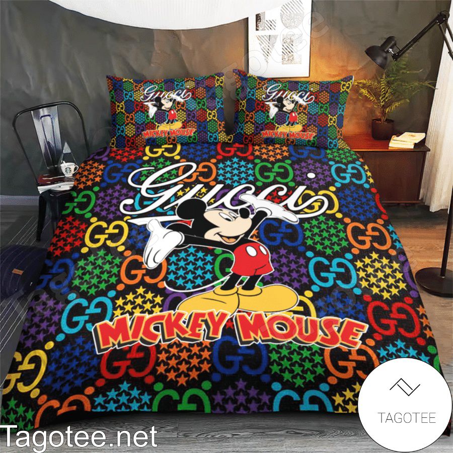 Mickey Mouse Gucci GG Psychedelic Logo Monogram Multicolor Bedding Set