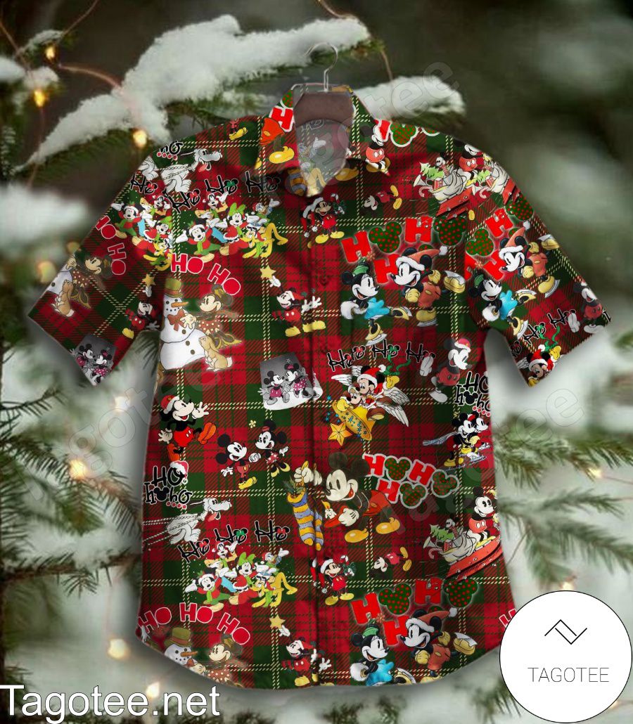 Mickey Mouse Merry Christmas Plaid Hawaiian Shirt
