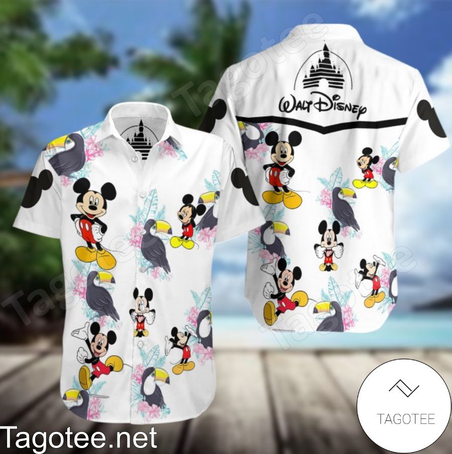 Mickey Mouse Walt Disney White Hawaiian Shirt And Short
