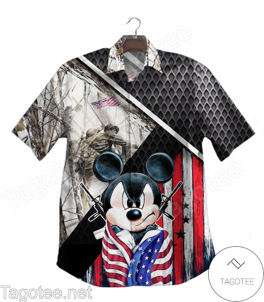 Mickey Soldier American Flag Hawaiian Shirt