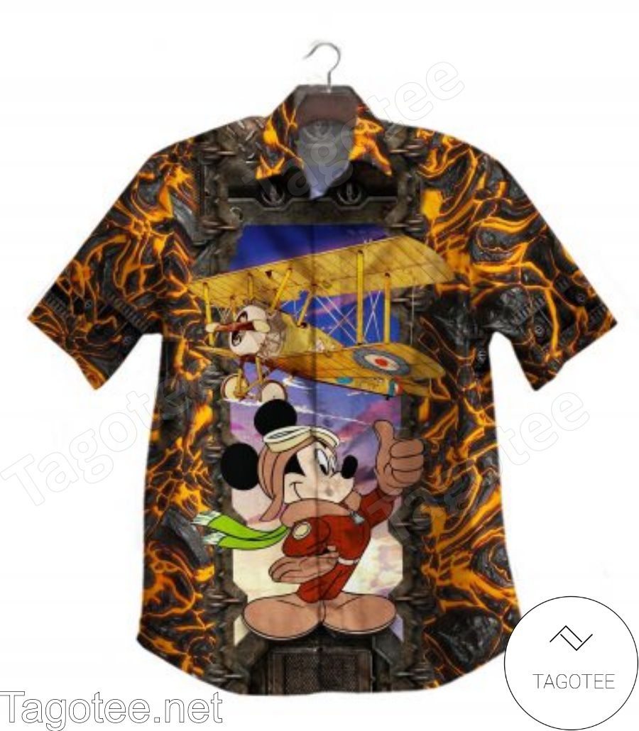 Mickey With Airplane Hawaiian Shirt