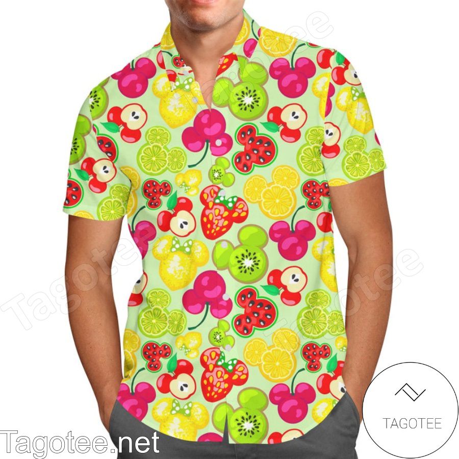 Mickey's Fruit Fiesta Pattern Disney Cartoon Graphics Hawaiian Shirt And Short