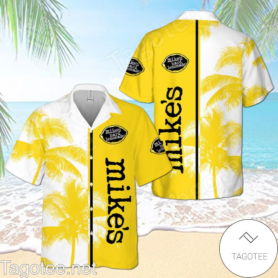 Mike's Hard Lemonade Palm Tree White Yellow Hawaiian Shirt And Short