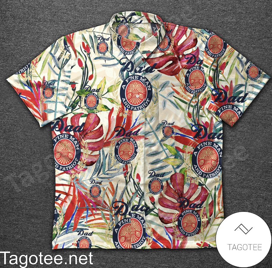 Miller Lite Dad A Fine Man And Patriot Tropical Leaf Hawaiian Shirt