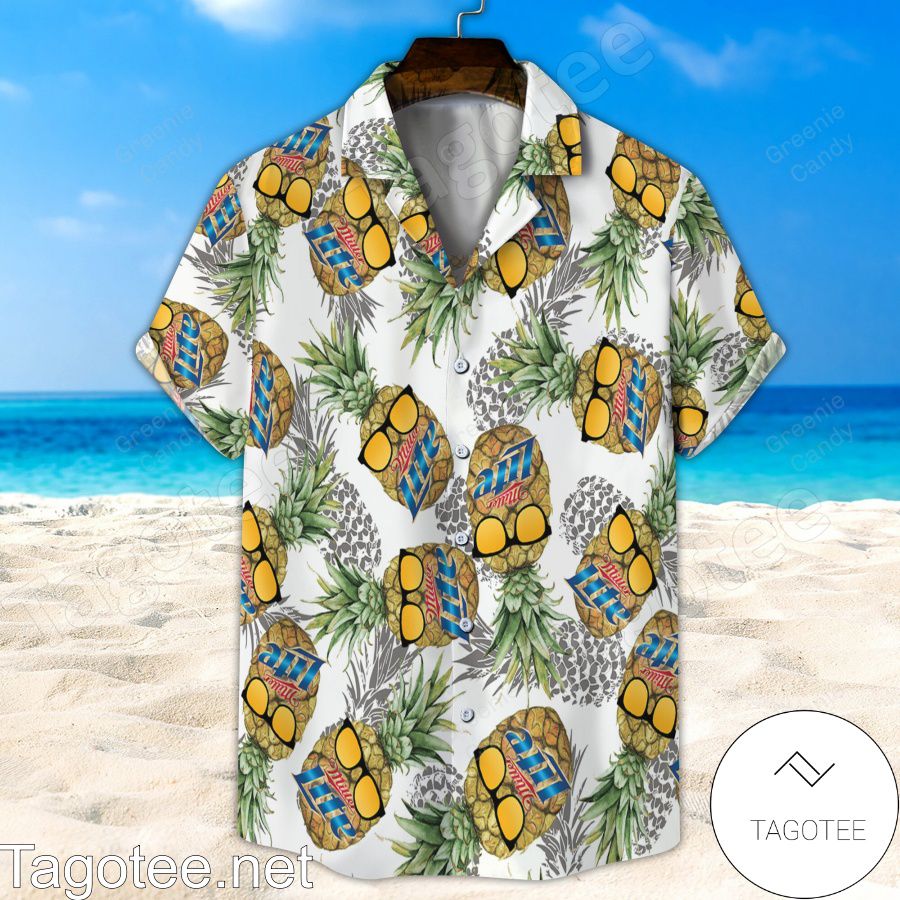Miller Lite Funny Pineapple Unisex White Hawaiian Shirt And Short