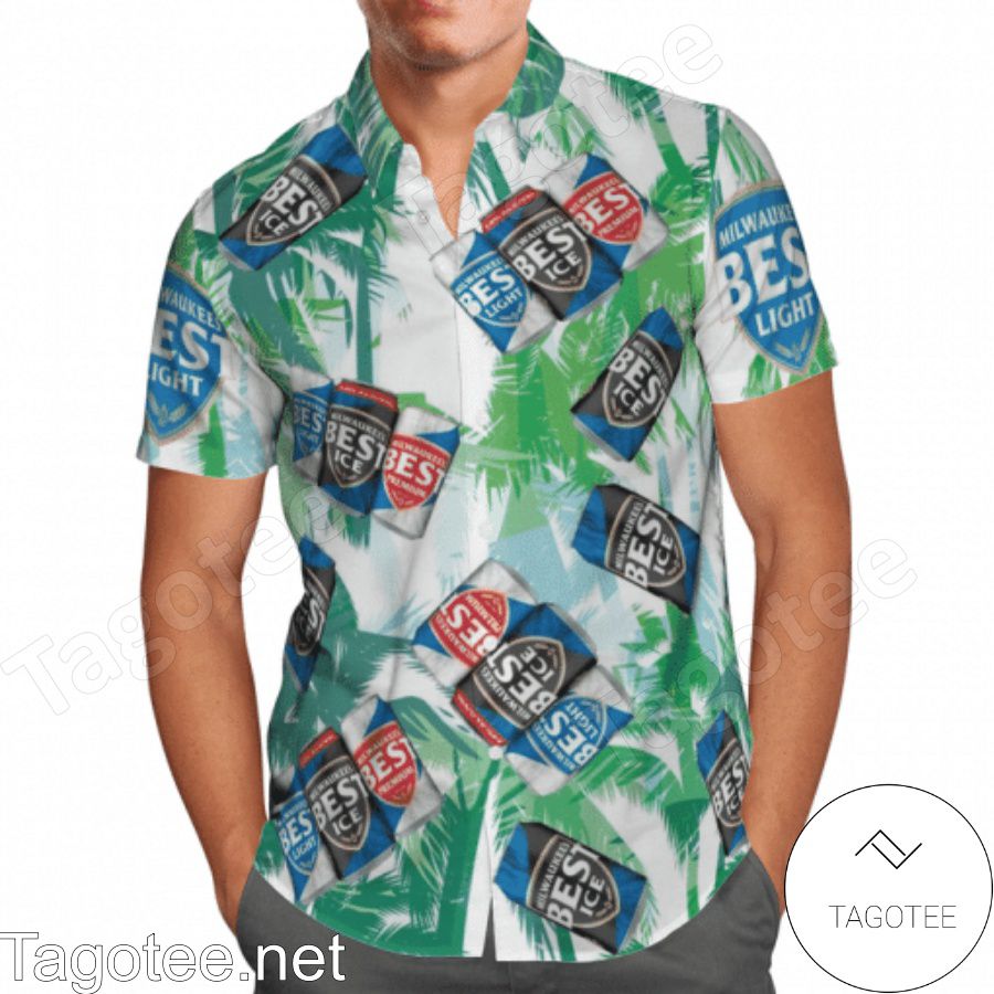 Milwaukee's Best Ice Palm Tree Hawaiian Shirt And Short