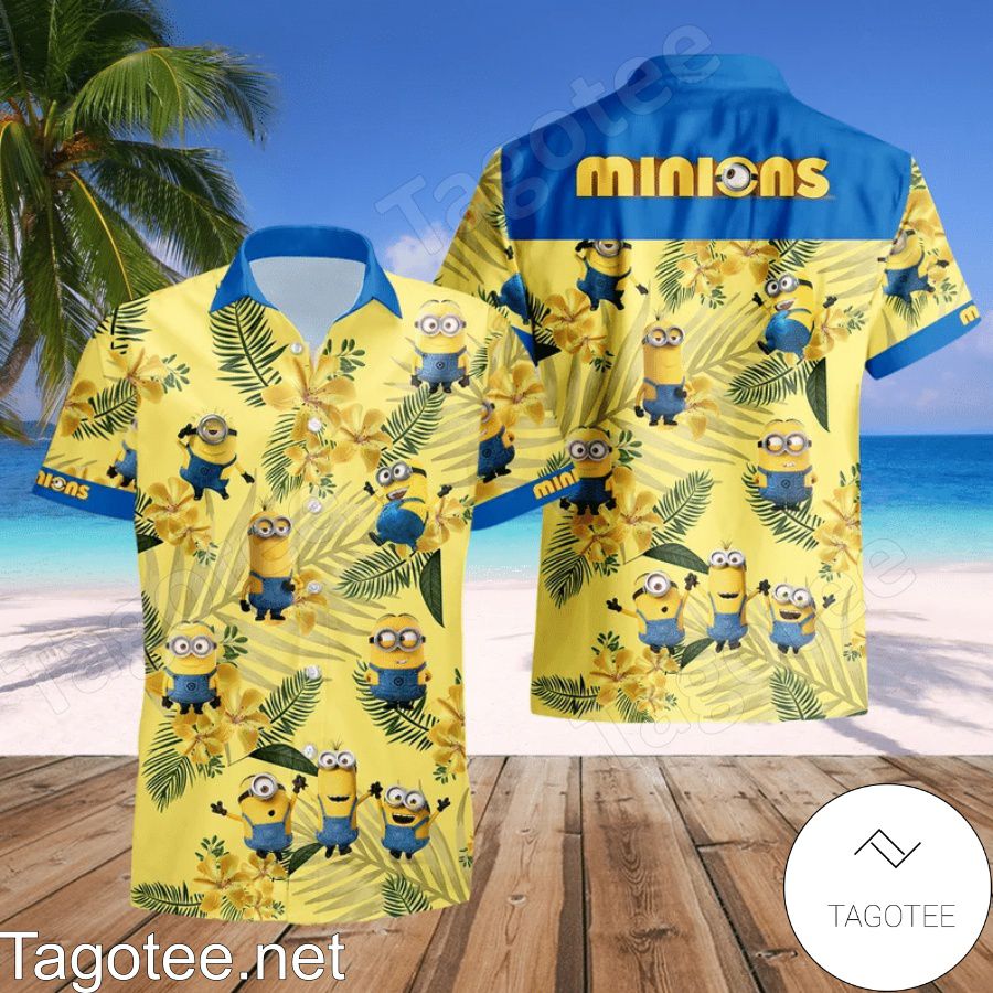 Minions Costume Disney Yellow Blue Hawaiian Shirt And Short