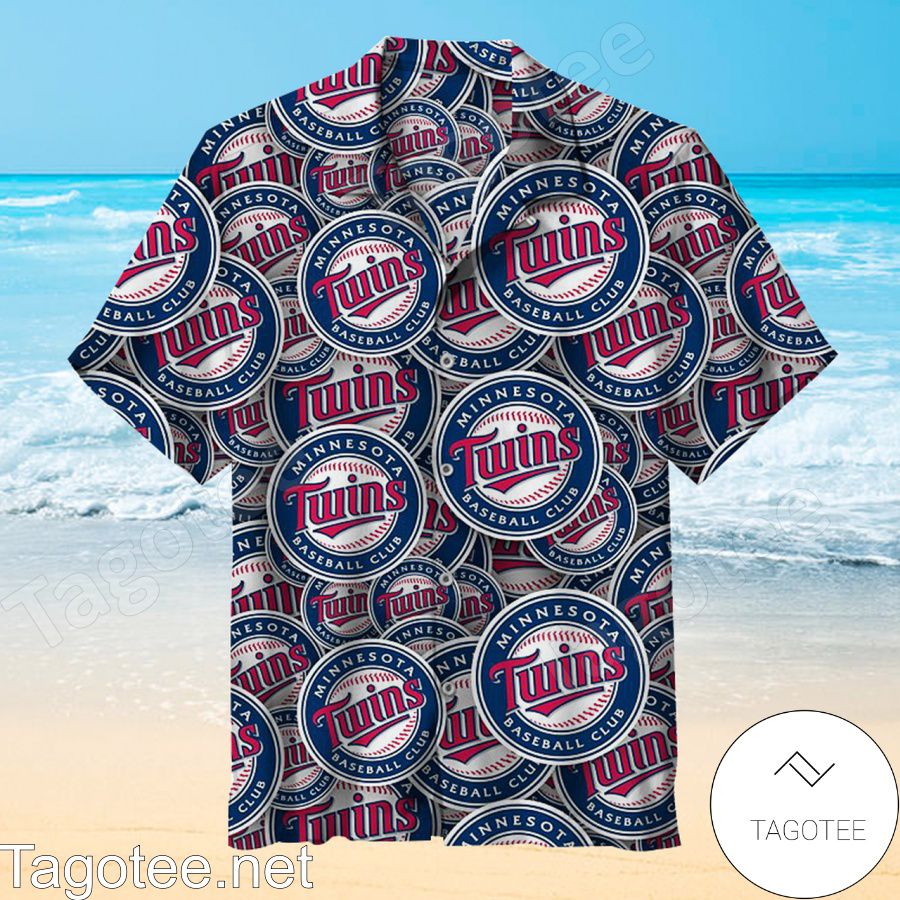 Minnesota Twins Baseball Club Logo Printed On Top Of Each Other Hawaiian Shirt