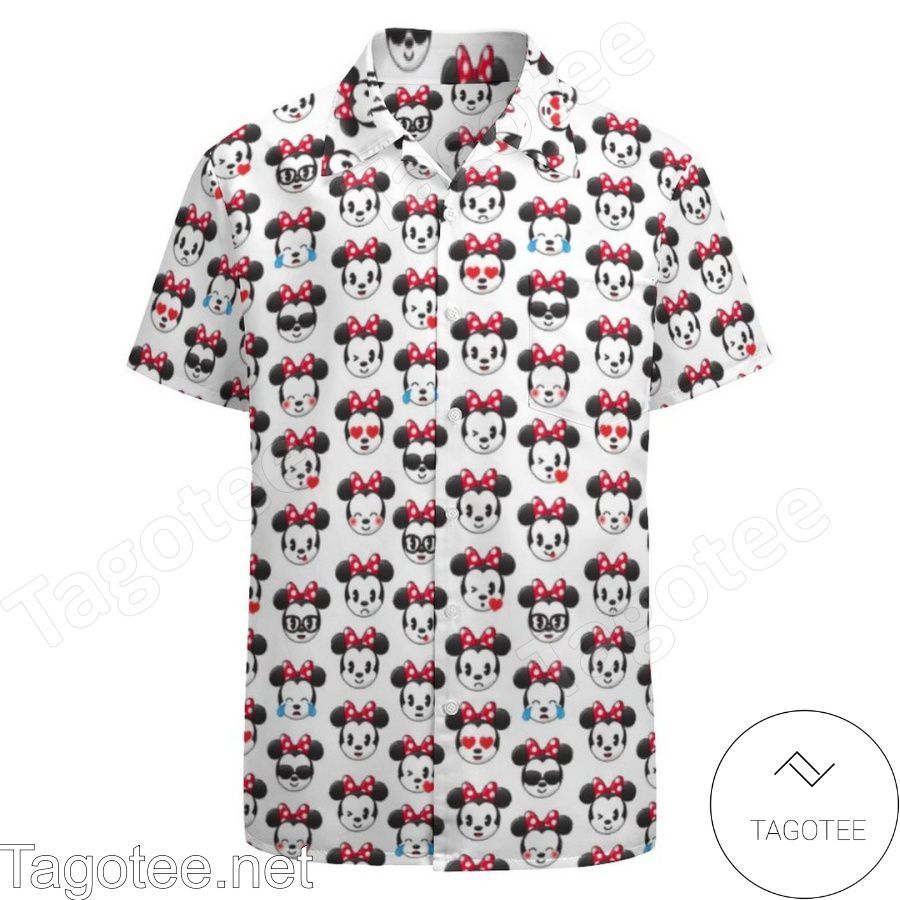 Minnie Emoji Pattern Disney White Hawaiian Shirt And Short