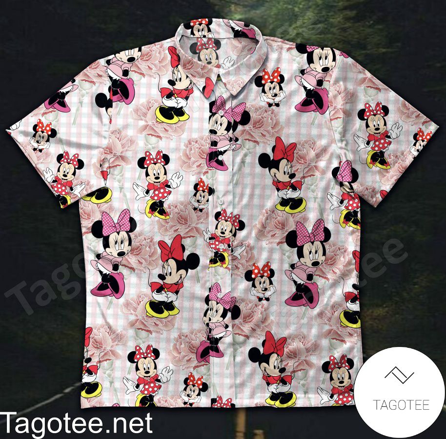 Minnie Mouse Pink Flower Hawaiian Shirt