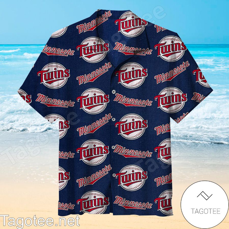 Mlb Minnesota Twins Logo Print In Line Hawaiian Shirt