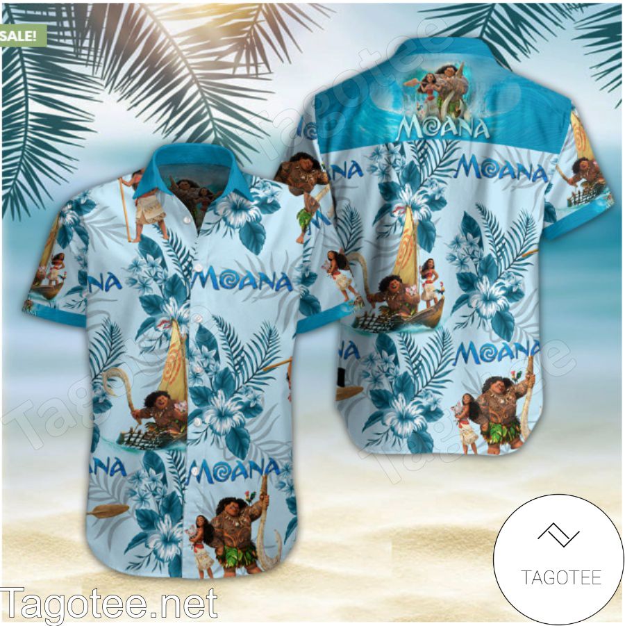 Moana Tropical Floral Blue Hawaiian Shirt