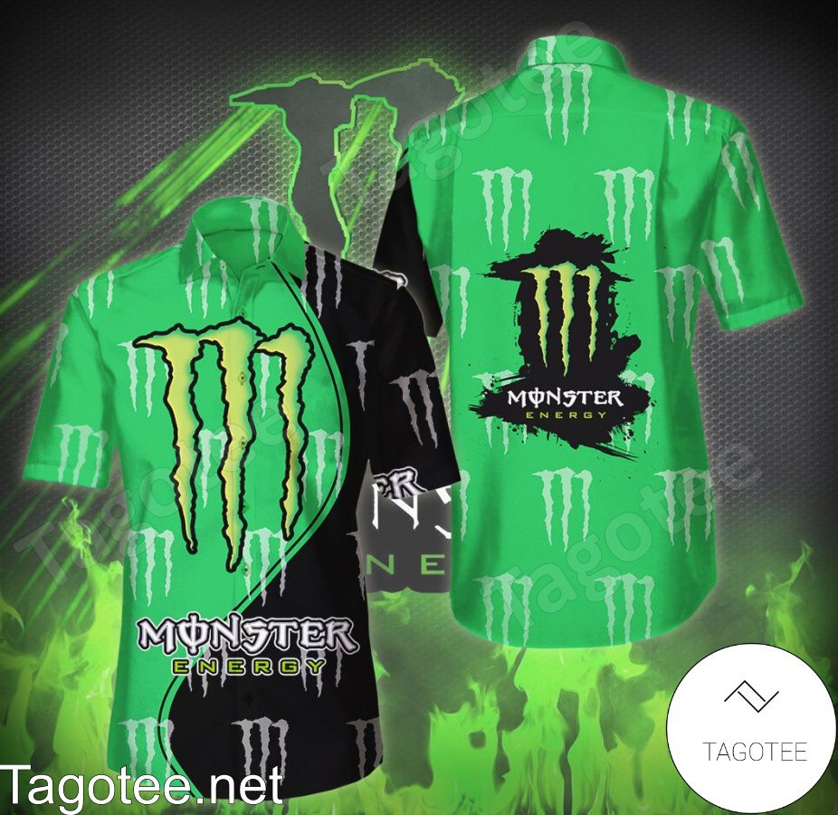 Monster Energy Green And Black Hawaiian Shirt