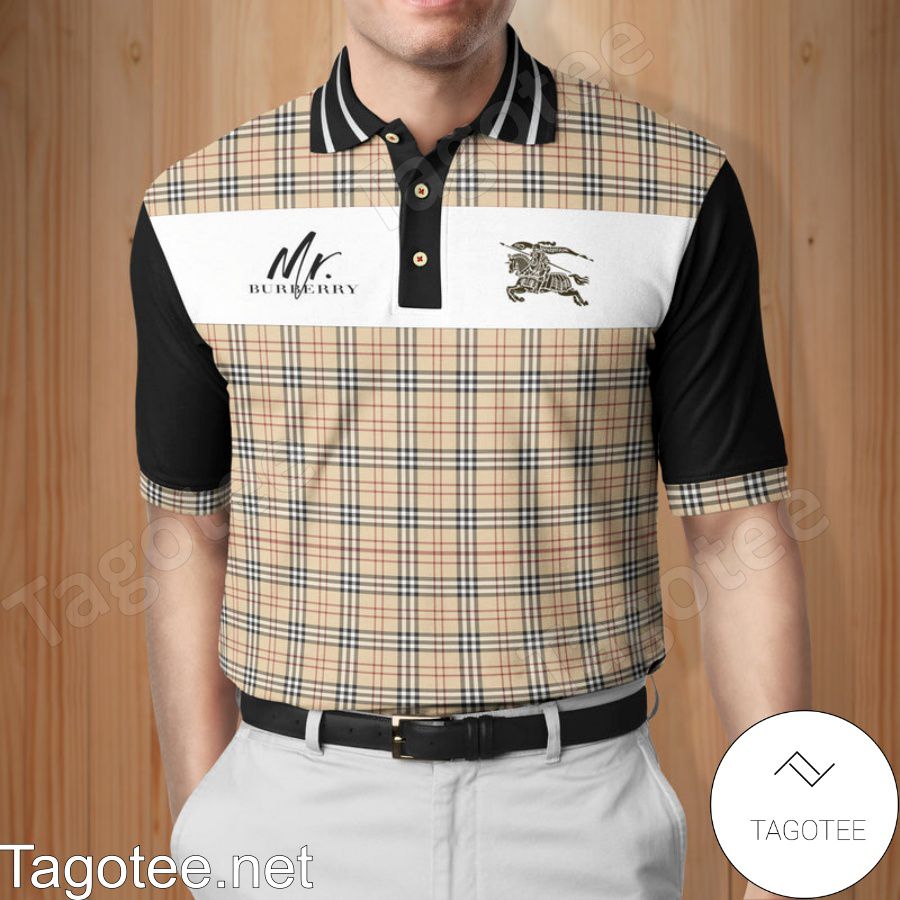 Mr. Burberry Outfit Plaid With Black Sleeves Polo Shirt