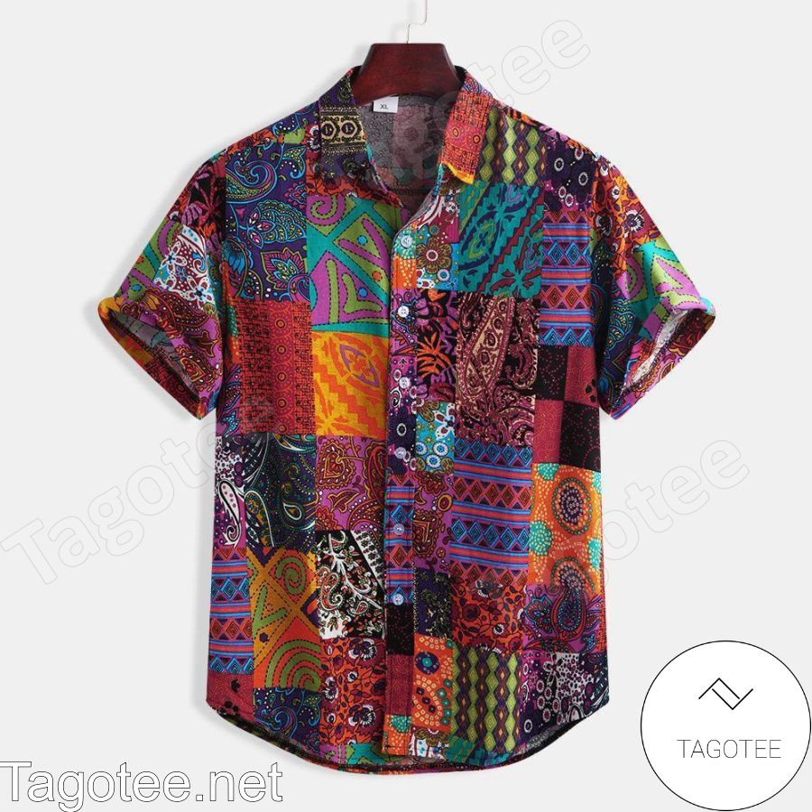 Multicolor Rayon Cotton Baroque Print Hawaiian Shirt