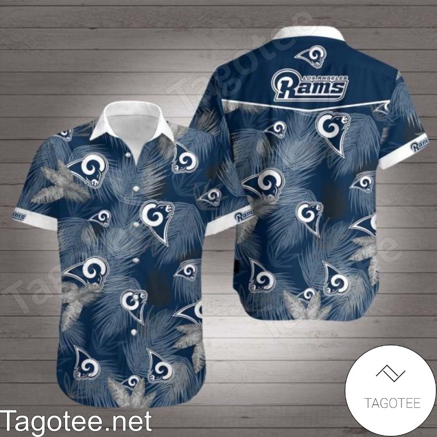 National Football League Los Angeles Rams Leaf Print Hawaiian Shirt