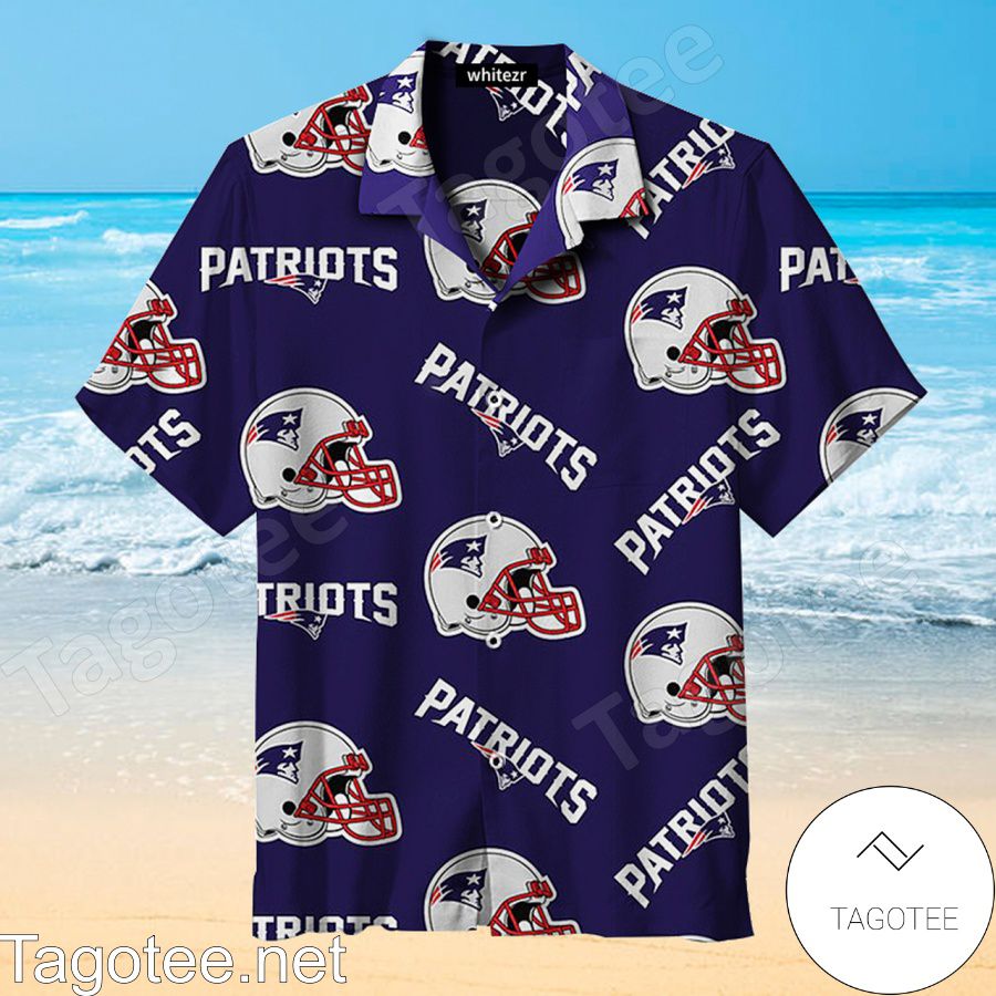 New England Patriots Helmet Indigo Color Hawaiian Shirt