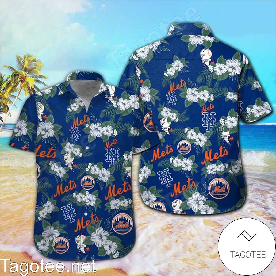 New York Mets MLB Flowery Navy Hawaiian Shirt And Short