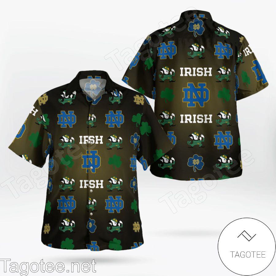 Notre Dame Fighting Irish Clover Hawaiian Shirt And Short