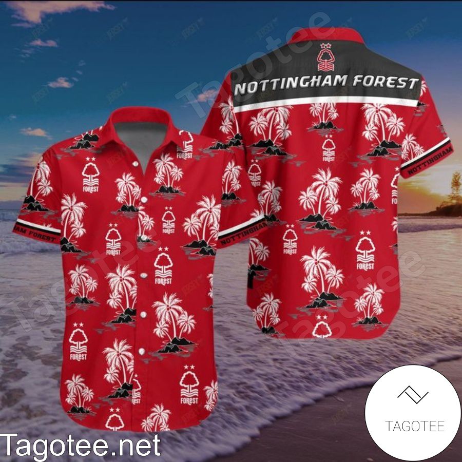 Nottingham Forest Football Club Palm Tree Red Hawaiian Shirt