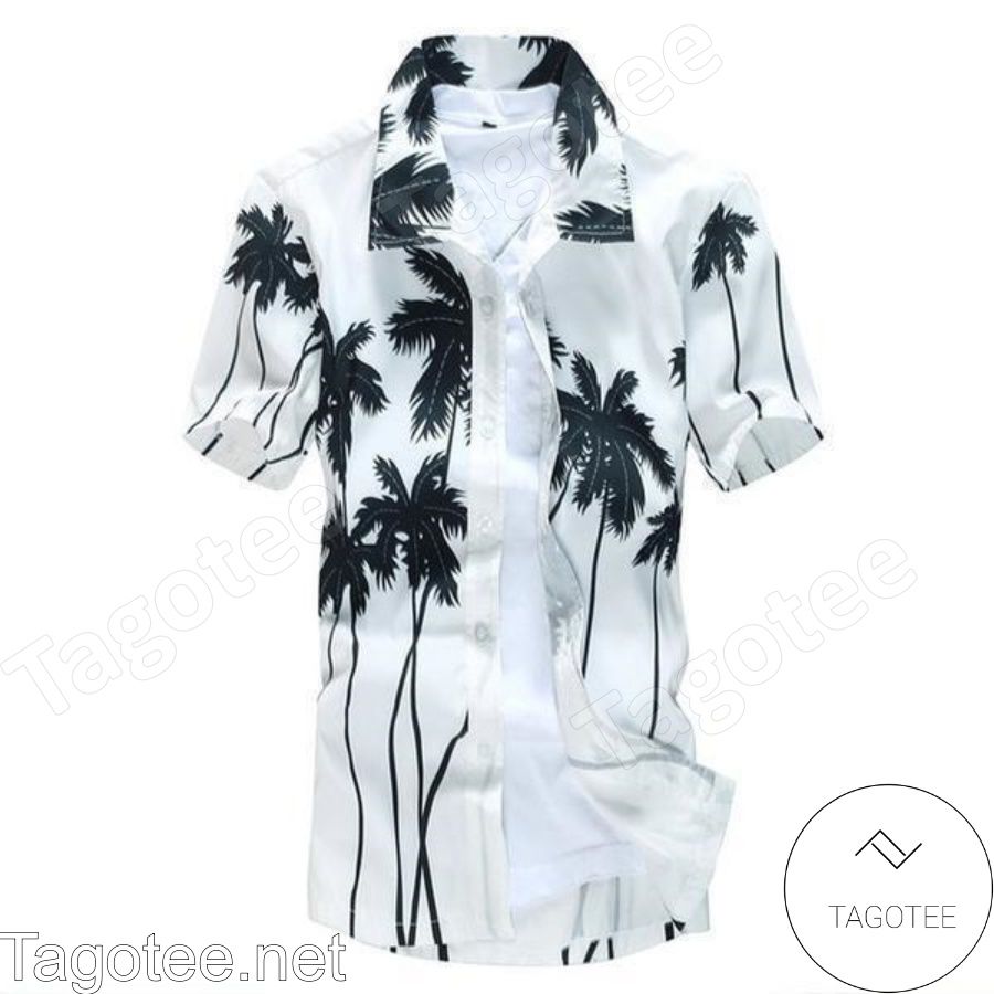 Palm Tree White Hawaiian Shirt