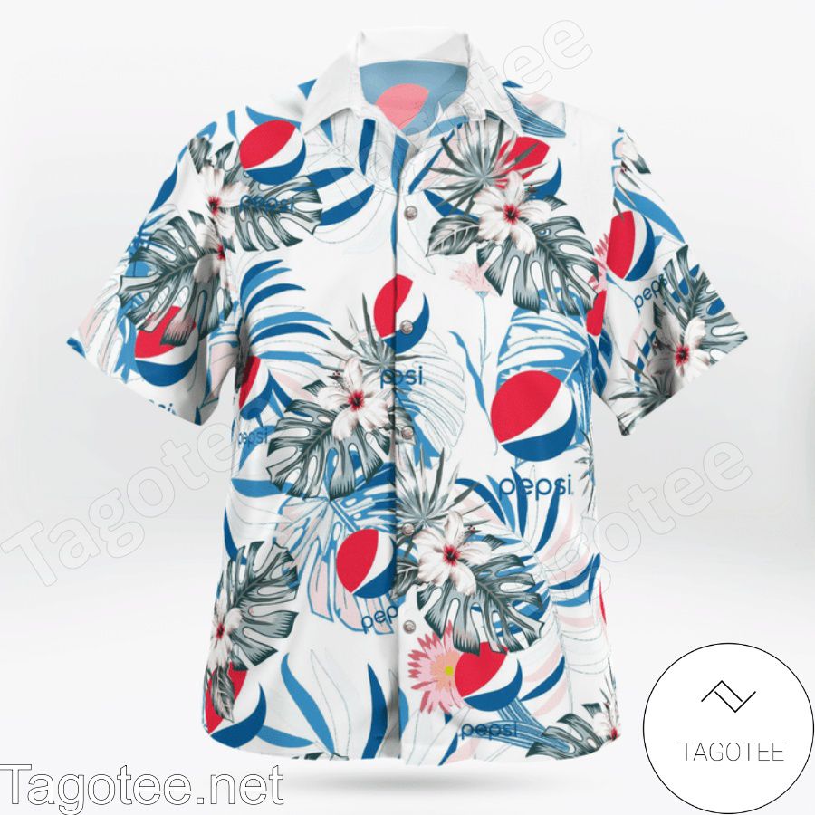 Pepsi Logo Flowery White Hawaiian Shirt And Short