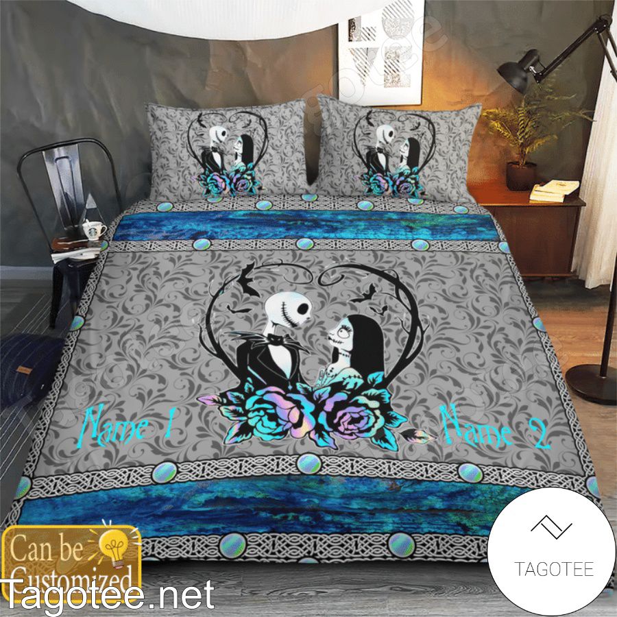 Personalized Couple Romantic Love Jack And Sally Bedding Set a