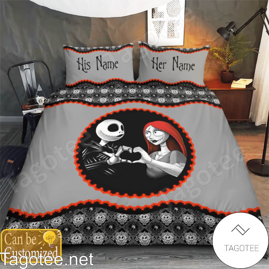 Personalized Couple Romantic Love Nightmare Jack And Sally Bedding Set a