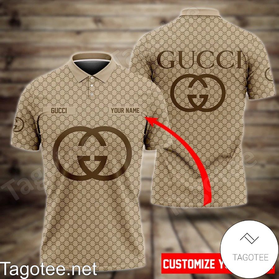 Personalized Gucci Monogram With Big Brown Logo Polo Shirt