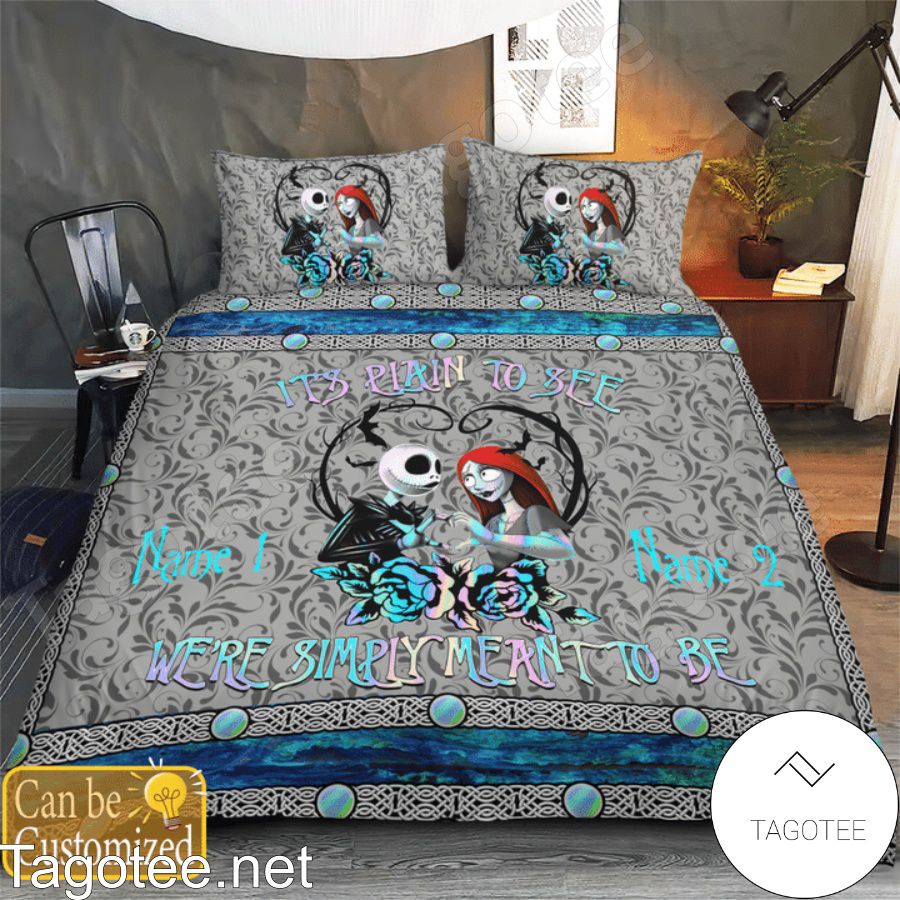 Personalized Jack And Sally It's Plain To See We're Simply Meant To Be Bedding Set a