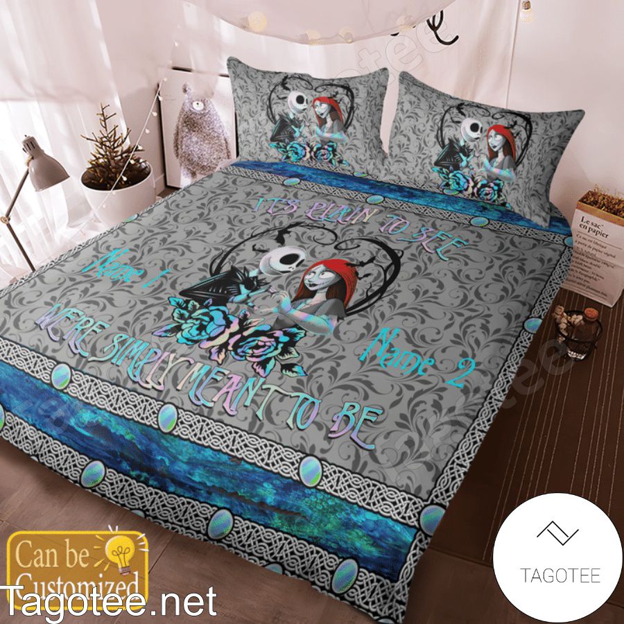 Personalized Jack And Sally It's Plain To See We're Simply Meant To Be Bedding Set c