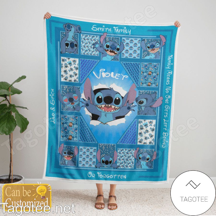 Personalized Lilo And Stitch Smith Family Family Means No One Gets Left Behind Or Forgotten Quilt Blanket