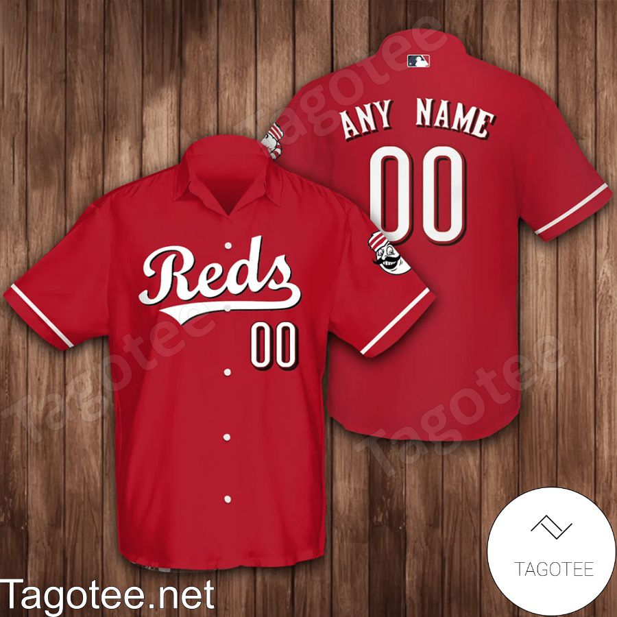 Personalized Name And Number Cincinnati Reds Baseball Red Hawaiian Shirt And Short