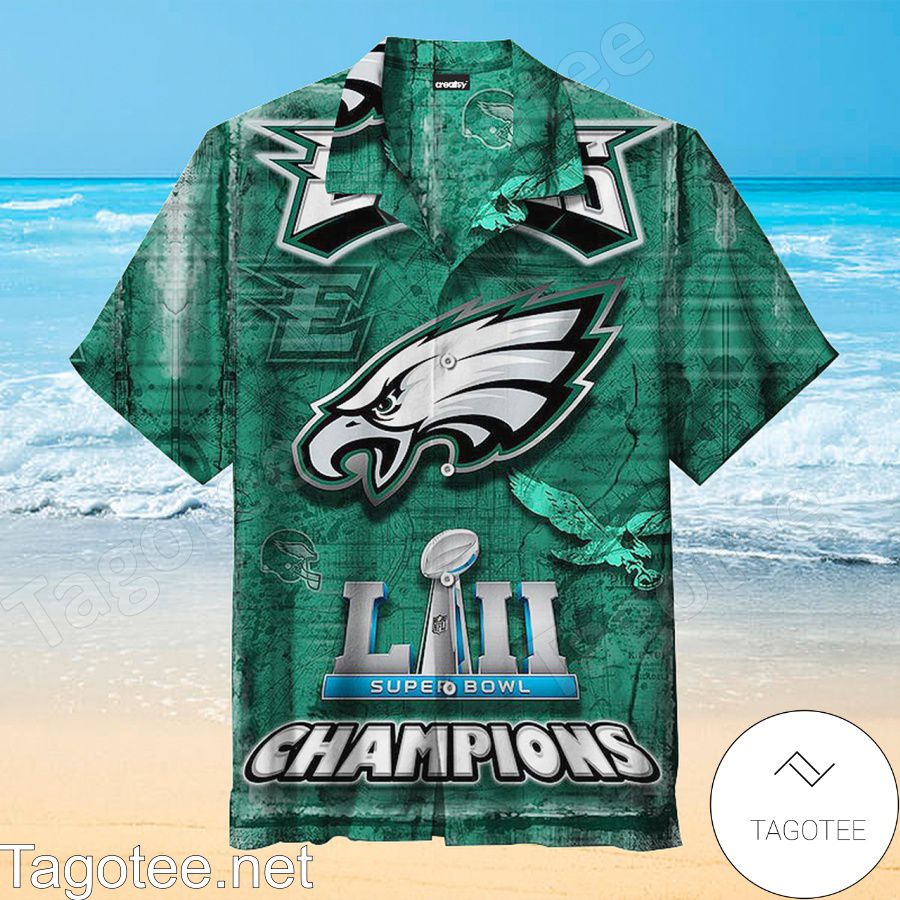 Philadelphia Eagles Super Bowl Liii Champions Green Hawaiian Shirt