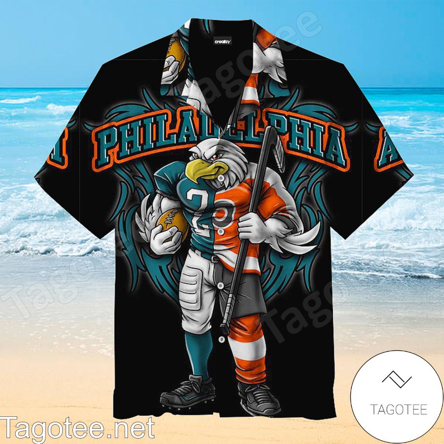 Philadelphia Eagles Swoop Mascot Black Hawaiian Shirt