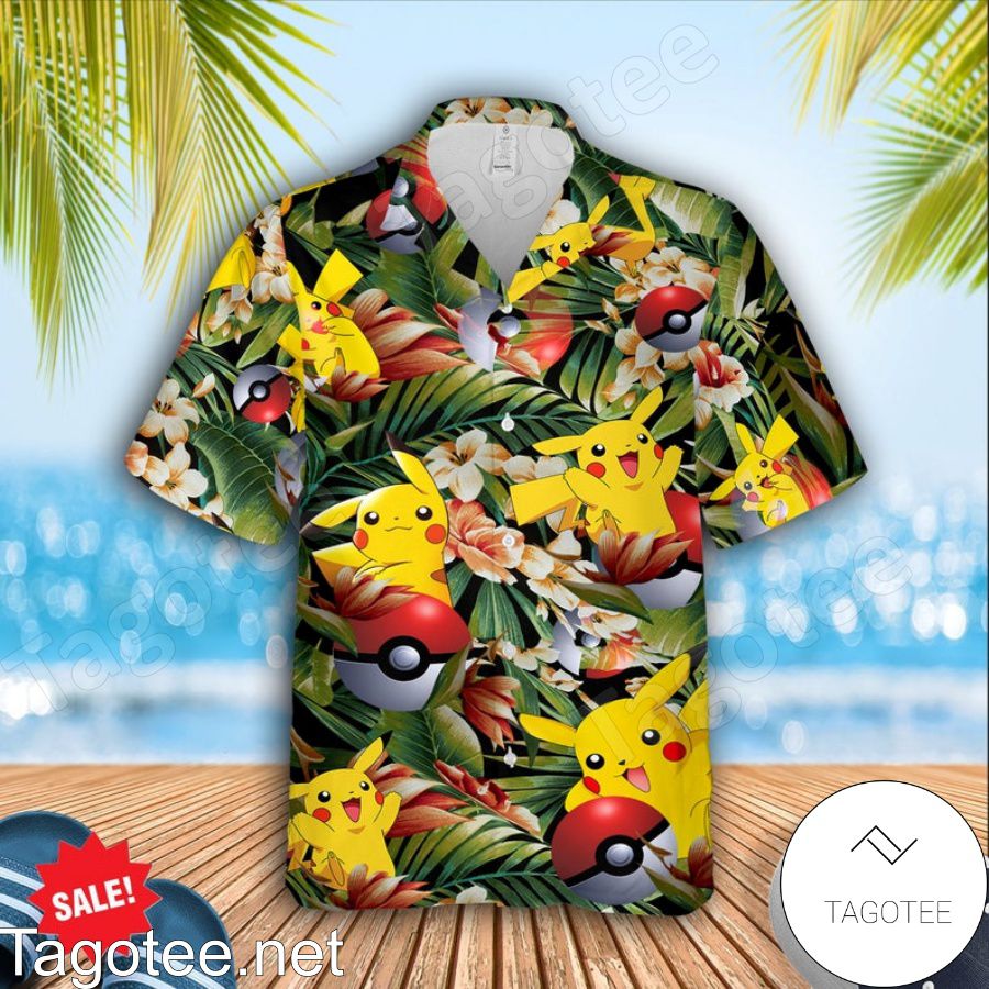 Pikachu Pokemon Pokeball Tropical Forest Hawaiian Shirt And Short