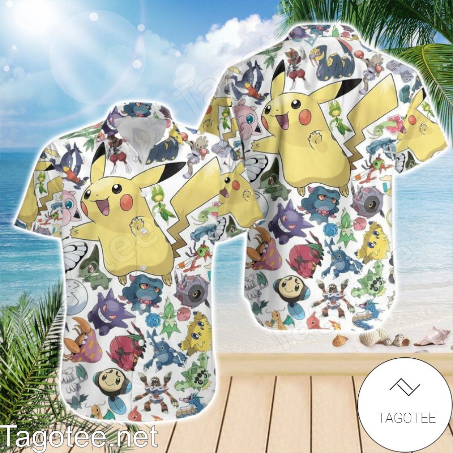 Pikachu Pokemon World White Hawaiian Shirt And Short