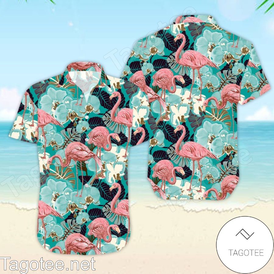 Pink Flamingo Tropical Pattern Hawaiian Shirt And Short